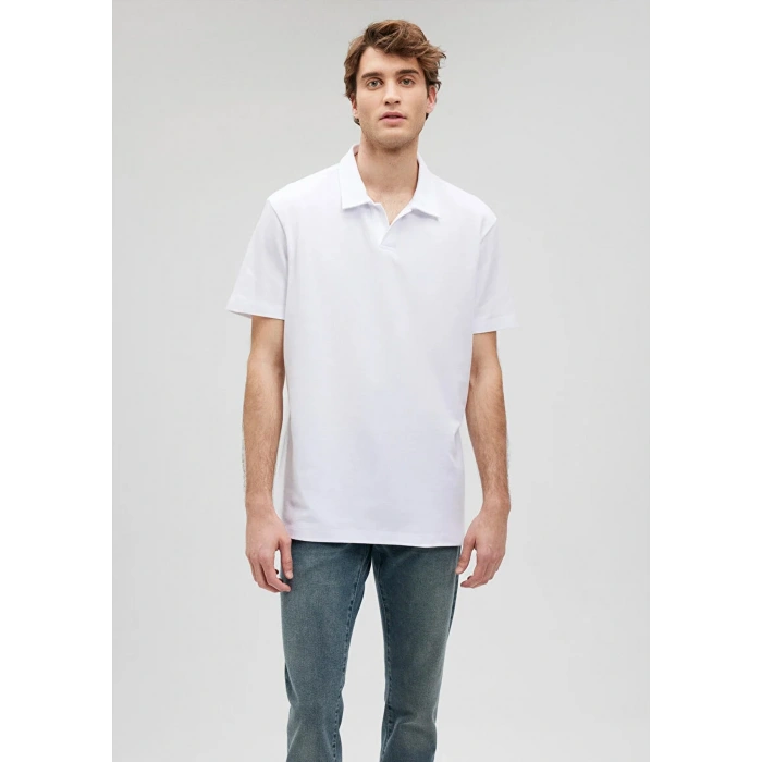 Mavi 0611904 Yakali Erkek Tshirt - Beyaz