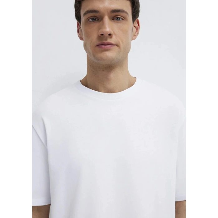 Mavi 0611924 0 Yaka Erkek Tshirt - Beyaz