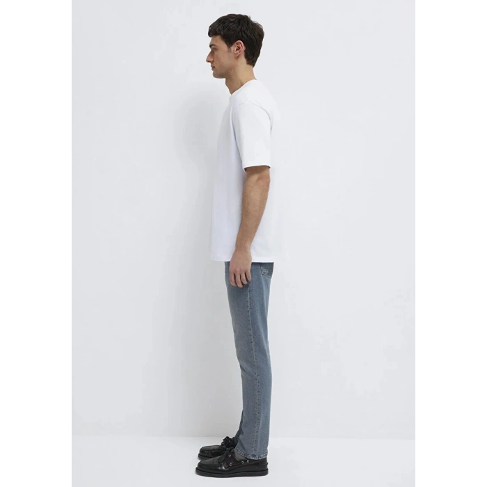 Mavi 0611924 0 Yaka Erkek Tshirt - Beyaz