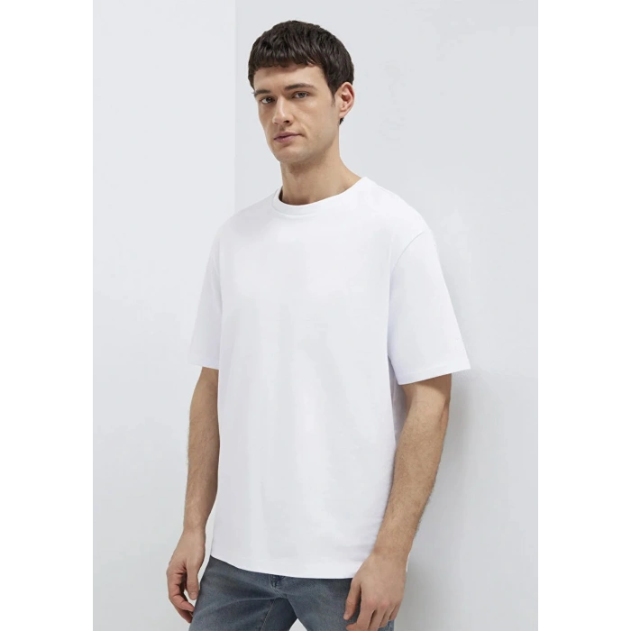 Mavi 0611924 0 Yaka Erkek Tshirt - Beyaz