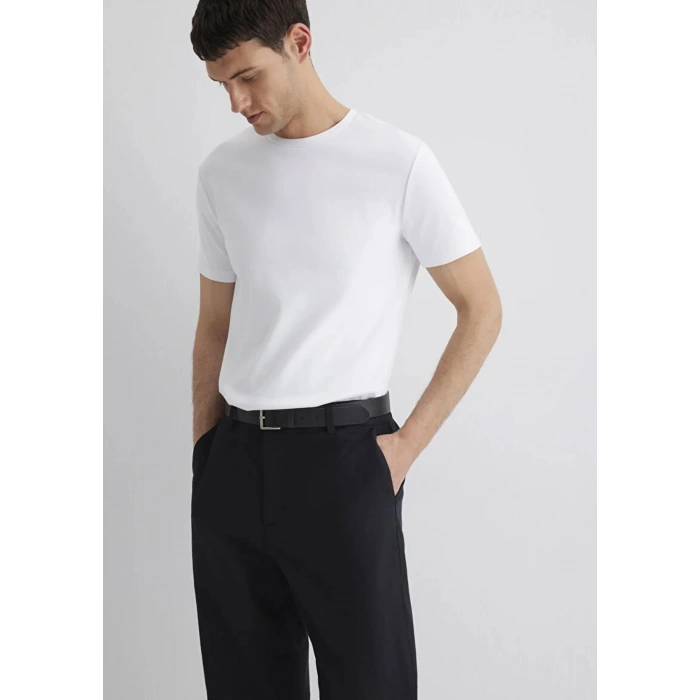 Mavi 0612324 0 Yaka Erkek Tshirt - Beyaz