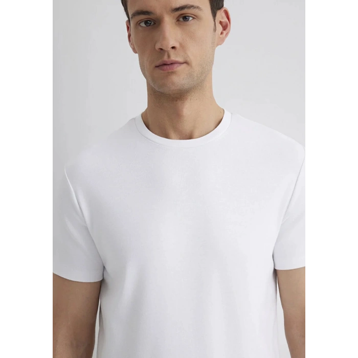 Mavi 0612324 0 Yaka Erkek Tshirt - Beyaz