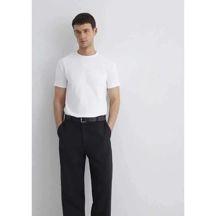 Mavi 0612324 0 Yaka Erkek Tshirt - Beyaz