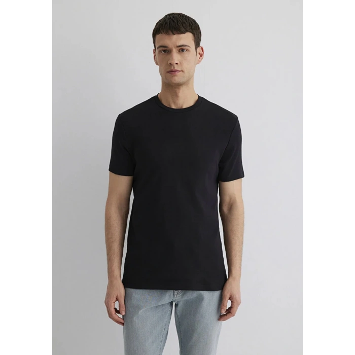 Mavi 0612324 0 Yaka Erkek Tshirt - Siyah