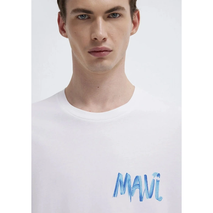 Mavi 0612468 0 Yaka Ekrek Tshirt - Beyaz