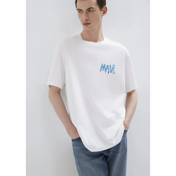 Mavi 0612468 0 Yaka Ekrek Tshirt - Beyaz