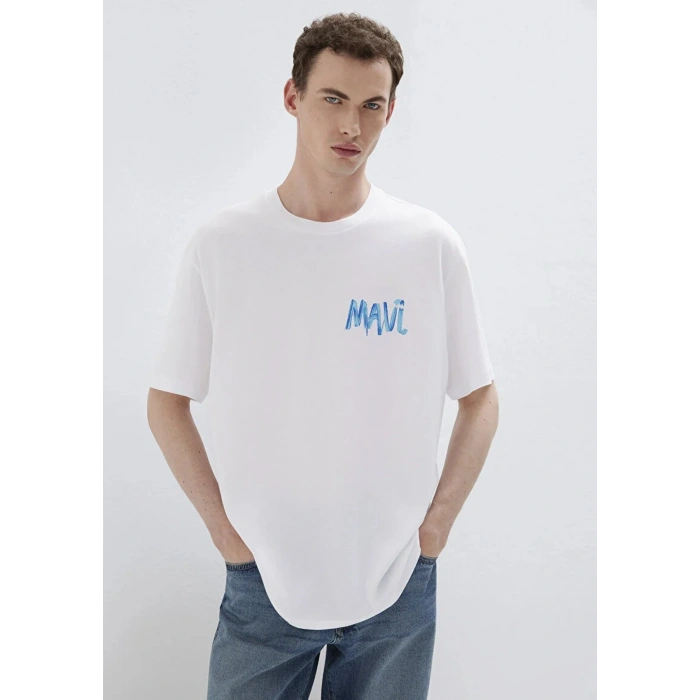 Mavi 0612468 0 Yaka Ekrek Tshirt - Beyaz