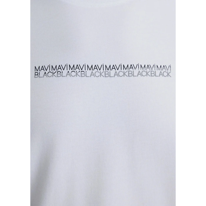 Mavi 0612647 0 Yaka Erkek Tshirt - Beyaz