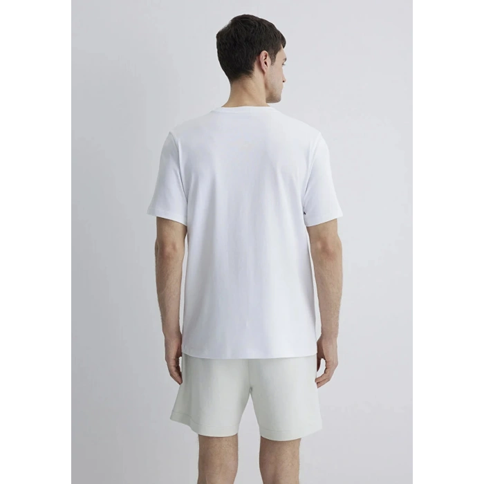 Mavi 0612647 0 Yaka Erkek Tshirt - Beyaz