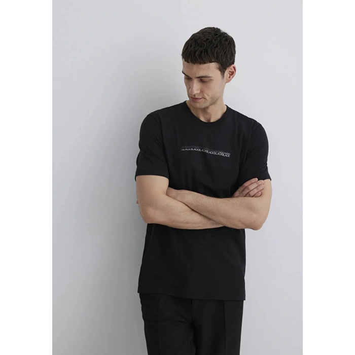 Mavi 0612647 0 Yaka Erkek Tshirt - Siyah