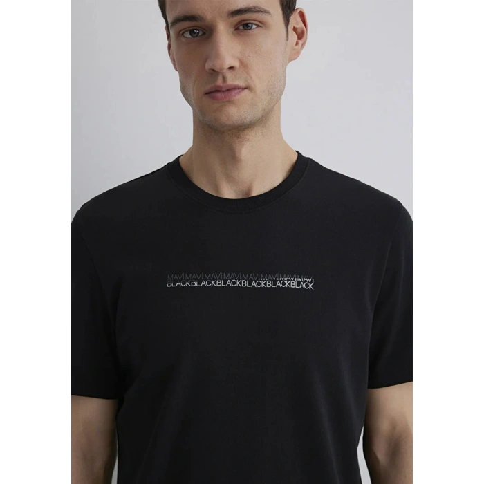 Mavi 0612647 0 Yaka Erkek Tshirt - Siyah