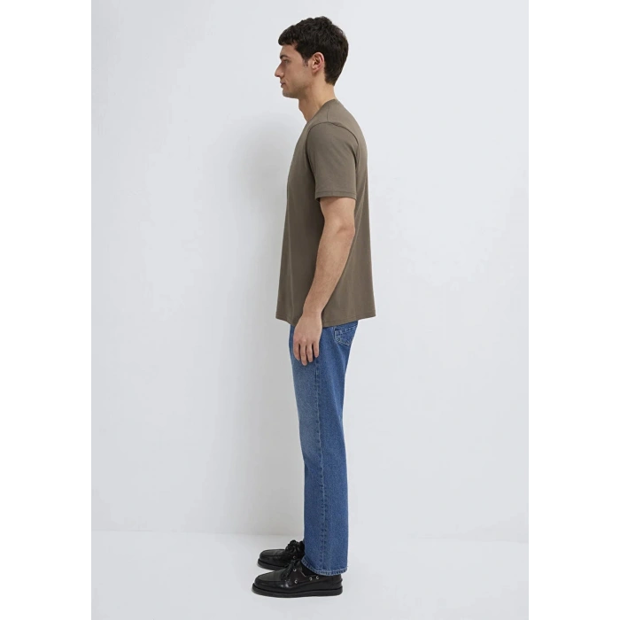Mavi 0612732 0 Yaka Erkek Tshirt - Kahverengi