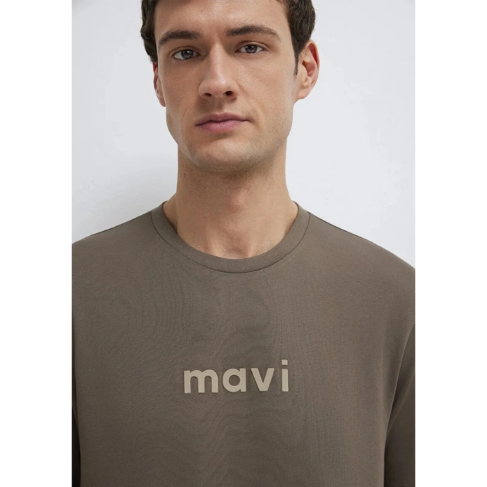 Mavi 0612732 0 Yaka Erkek Tshirt - Kahverengi