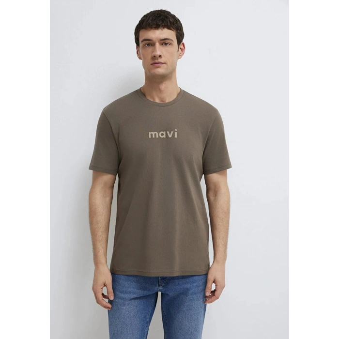 Mavi 0612732 0 Yaka Erkek Tshirt - Kahverengi