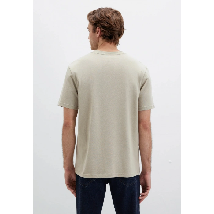 Mavi 0612819 0 Yaka Erkek Tshirt - Bej