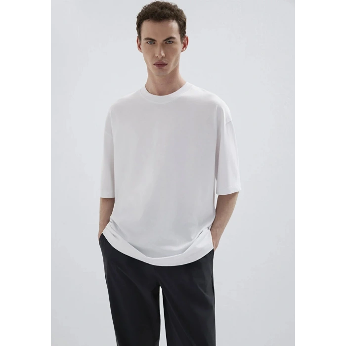 Mavi 0613113 0 Yaka Erkek Basic Tshirt - Beyaz