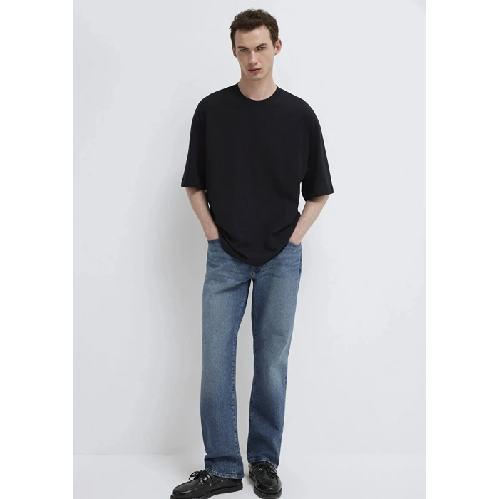 Mavi 0613113 0 Yaka Erkek Basic Tshirt - Siyah