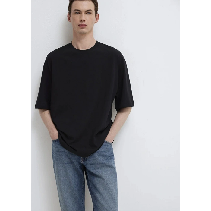 Mavi 0613113 0 Yaka Erkek Basic Tshirt - Siyah