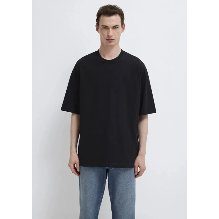 Mavi 0613113 0 Yaka Erkek Basic Tshirt - Siyah