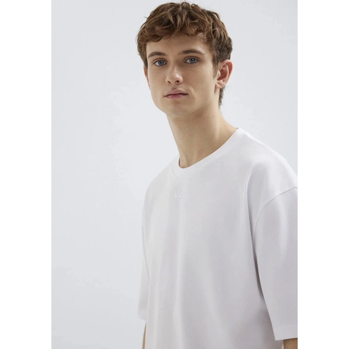 Mavi 0613130 0 Yaka Erkek Tshirt - Beyaz