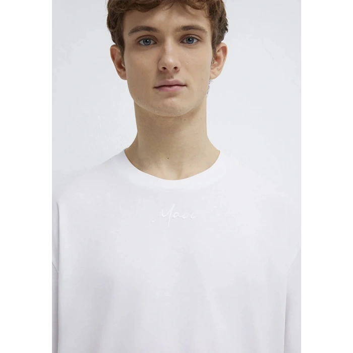 Mavi 0613130 0 Yaka Erkek Tshirt - Beyaz