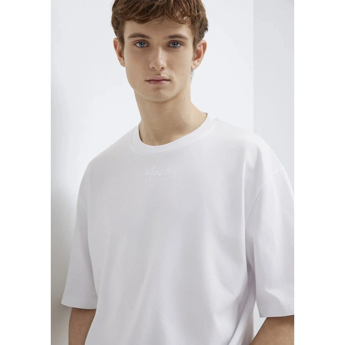 Mavi 0613130 0 Yaka Erkek Tshirt - Beyaz