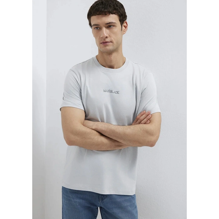 Mavi 0613135 0 Yaka Erkek Tshirt - Gri