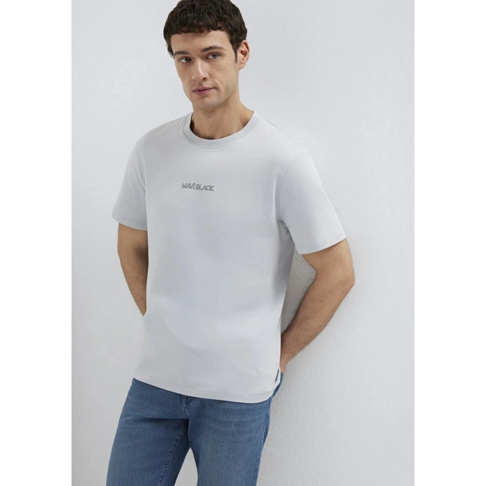 Mavi 0613135 0 Yaka Erkek Tshirt - Gri