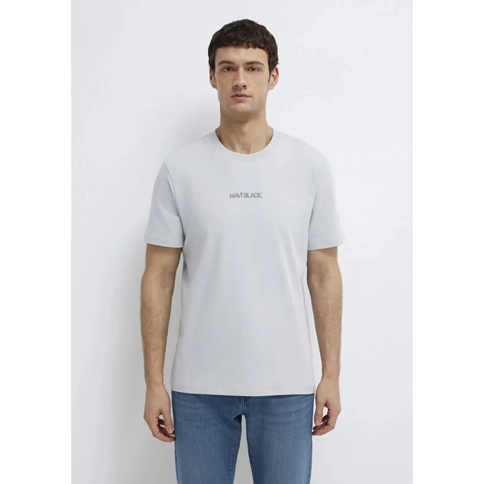 Mavi 0613135 0 Yaka Erkek Tshirt - Gri