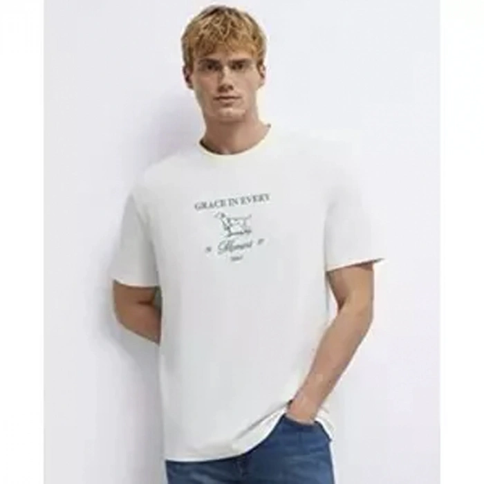 Mavi 0613159 0 Yaka Erkek Tshirt - Krem Yesil