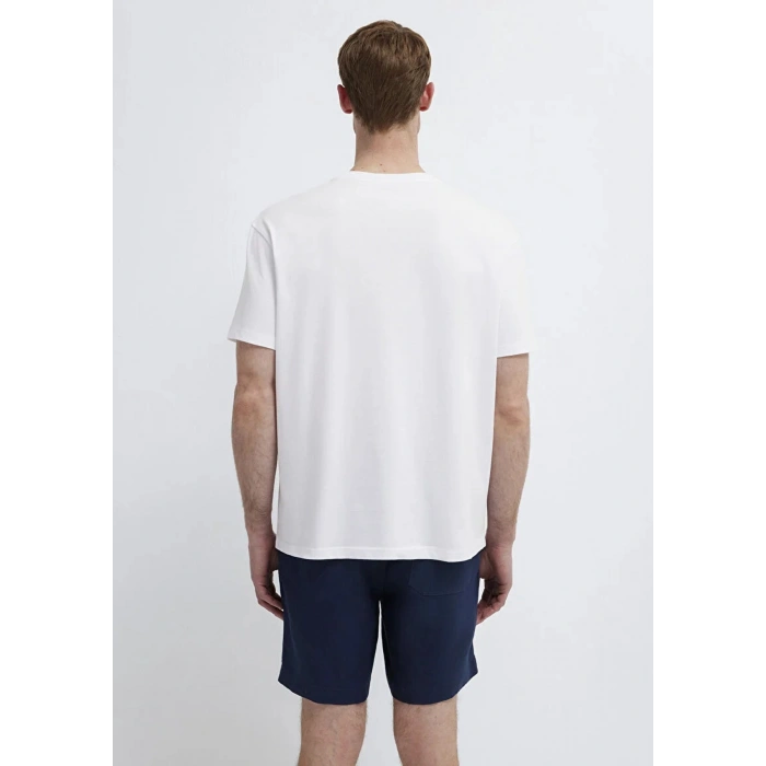 Mavi 0613283 0 Yaka Erkek Tshirt - Beyaz
