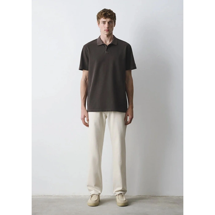 Mavi 0613311 Yakali Erkek Tshirt - Kahverengi