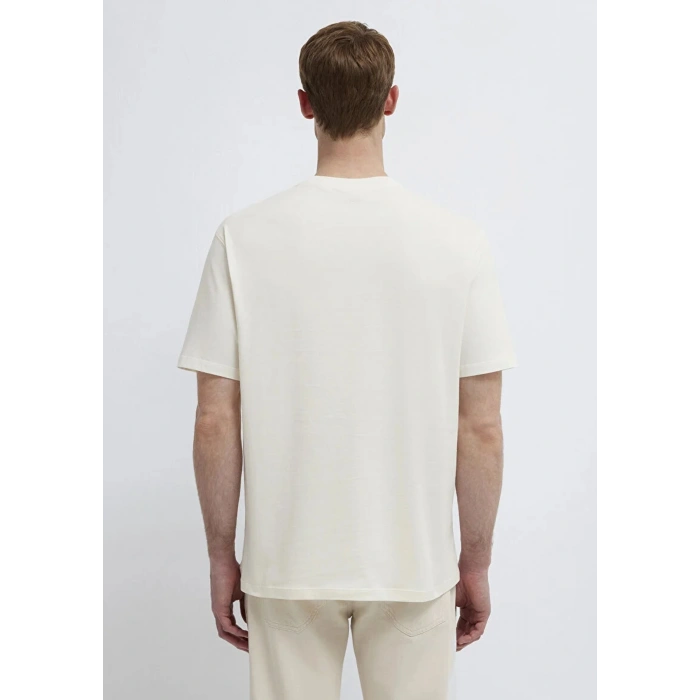 Mavi 0613320 0 Yaka Erkek Tshirt - Ekru