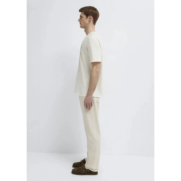 Mavi 0613320 0 Yaka Erkek Tshirt - Ekru
