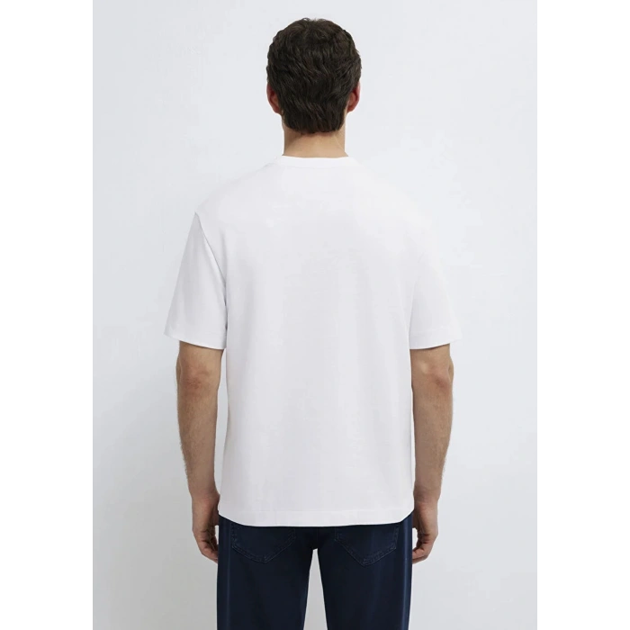 Mavi 0613339 0 Yaka Erkek Tshirt - Beyaz