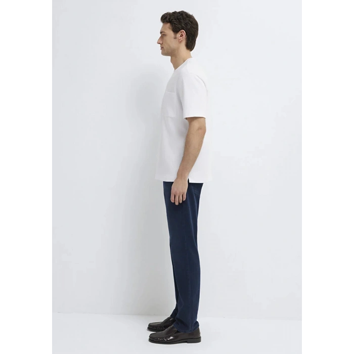 Mavi 0613339 0 Yaka Erkek Tshirt - Beyaz
