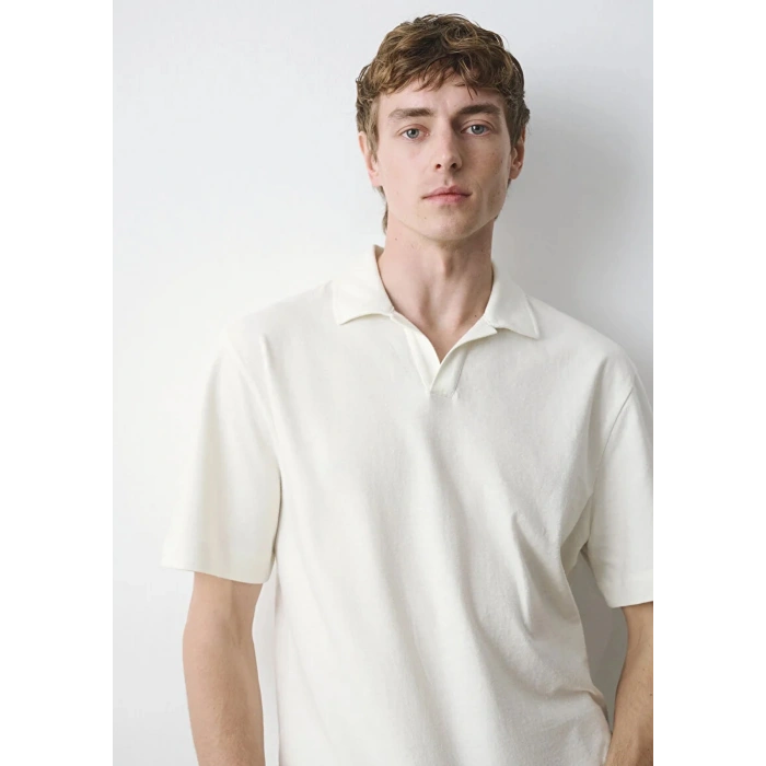 Mavi 0613341 Yakali Erkek Tshirt - Ekru