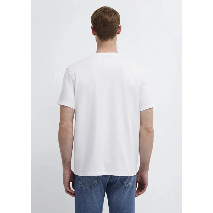 Mavi 0613364 0 Yaka Erkek Tshirt - Beyaz