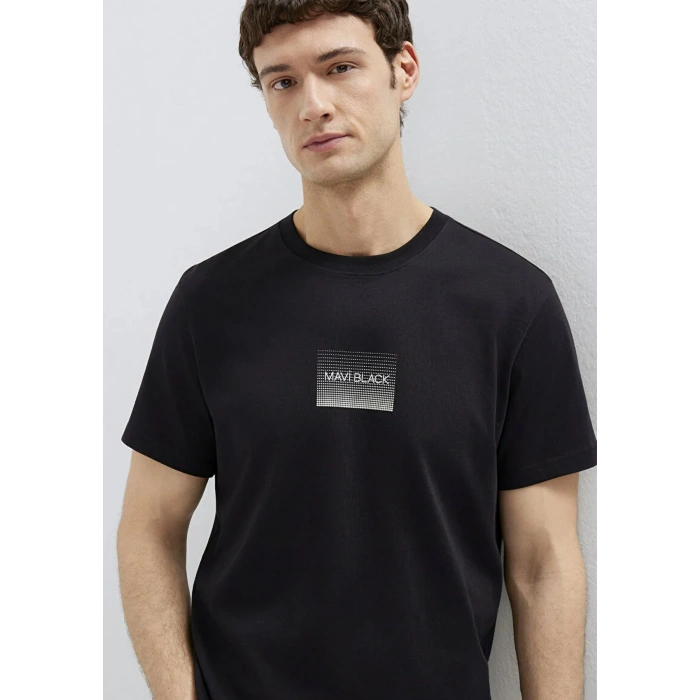Mavi 0613364 0 Yaka Erkek Tshirt - Siyah