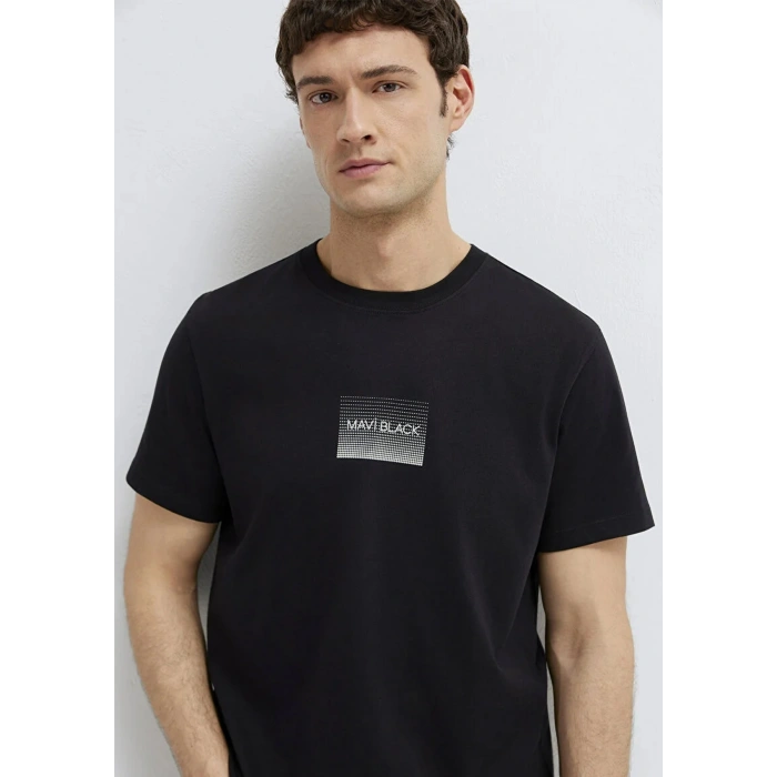Mavi 0613364 0 Yaka Erkek Tshirt - Siyah