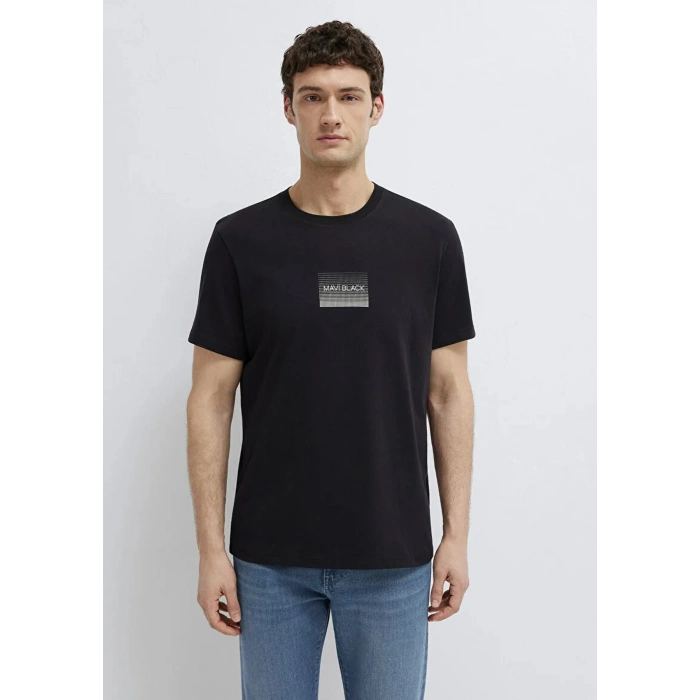 Mavi 0613364 0 Yaka Erkek Tshirt - Siyah
