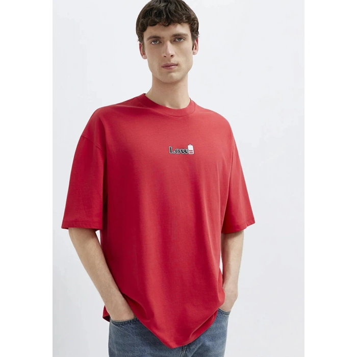 Mavi 0613376 0 Yaka Erkek Tshirt - Kirmizi