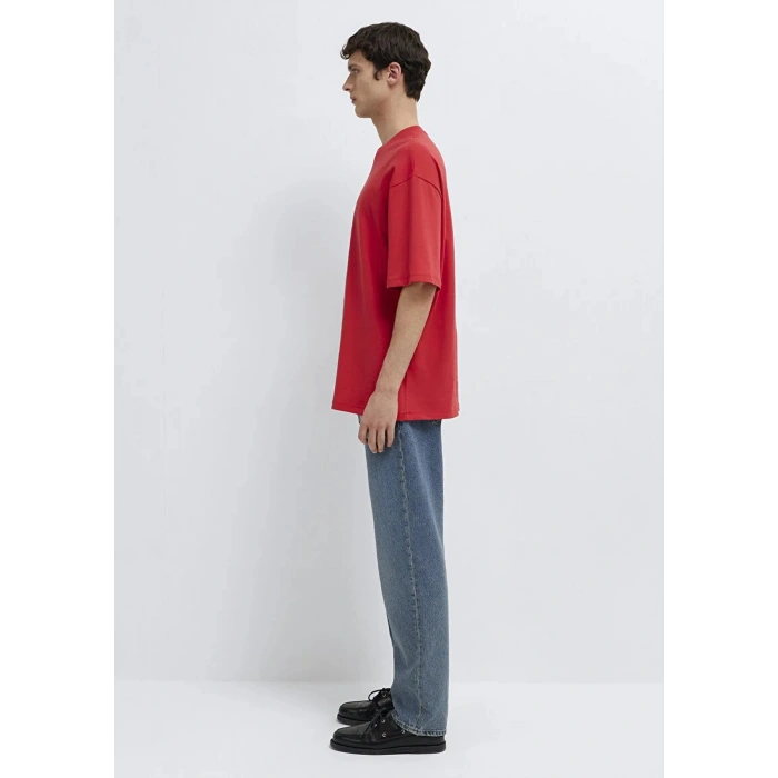 Mavi 0613376 0 Yaka Erkek Tshirt - Kirmizi