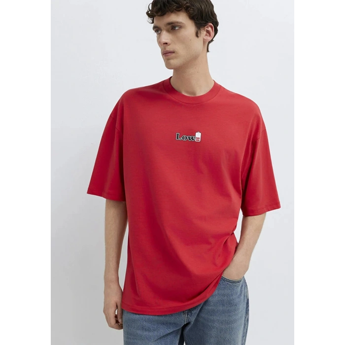 Mavi 0613376 0 Yaka Erkek Tshirt - Kirmizi