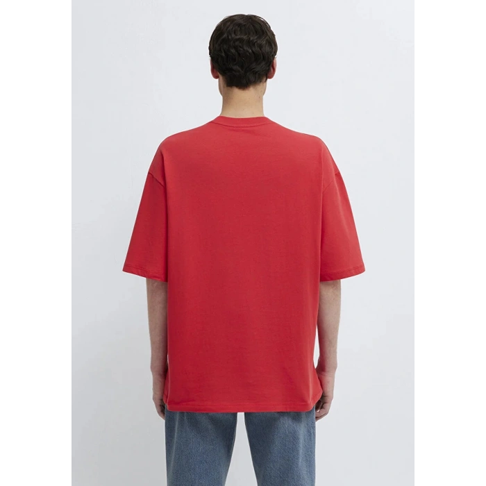 Mavi 0613376 0 Yaka Erkek Tshirt - Kirmizi