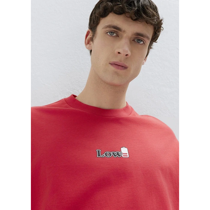 Mavi 0613376 0 Yaka Erkek Tshirt - Kirmizi
