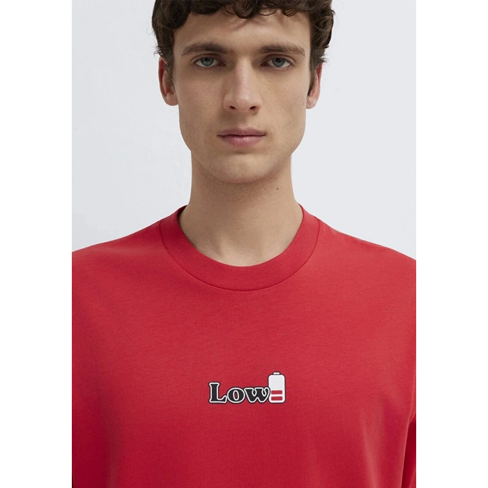 Mavi 0613376 0 Yaka Erkek Tshirt - Kirmizi