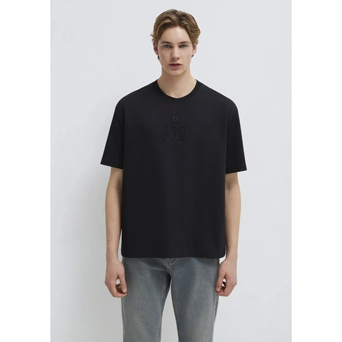 Mavi 0613434 0 Yaka Erkek Tshirt - Siyah