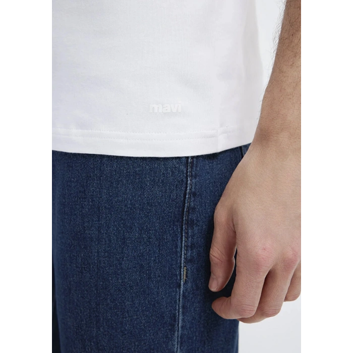 Mavi 061747 0 Yaka Erkek Tshirt - Beyaz