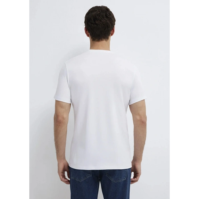 Mavi 061747 0 Yaka Erkek Tshirt - Beyaz